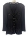 St John Basics Size 8 Midnight Black Wool & Rayon Shoulder Pads Knit Jacket Midnight Black / 8