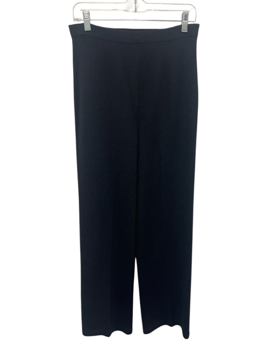 St John Basics Size 8 Midnight Black Wool & Rayon Elastic Waist Knit Pants Midnight Black / 8