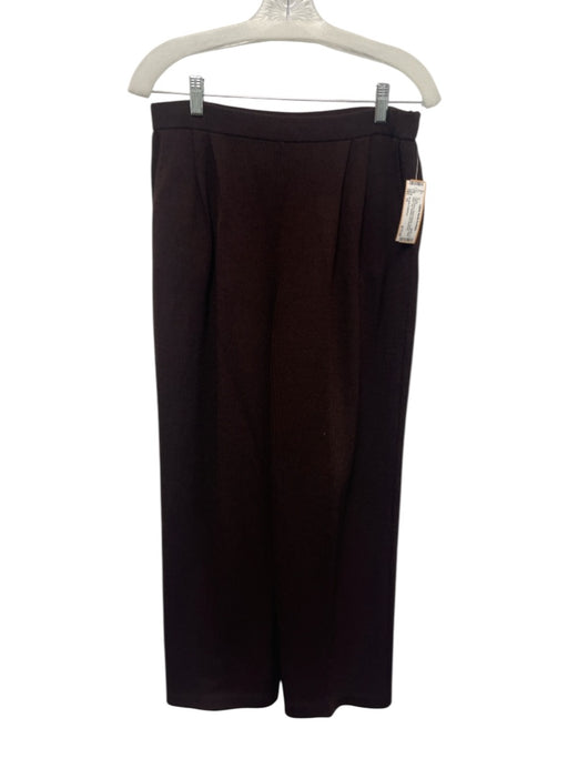 St John Collection Size 10 Dark Brown Wool & Rayon Elastic Waist Wide Leg Pants Dark Brown / 10