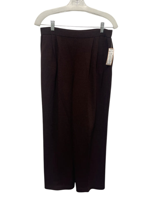 St John Collection Size 10 Dark Brown Wool & Rayon Elastic Waist Wide Leg Pants Dark Brown / 10