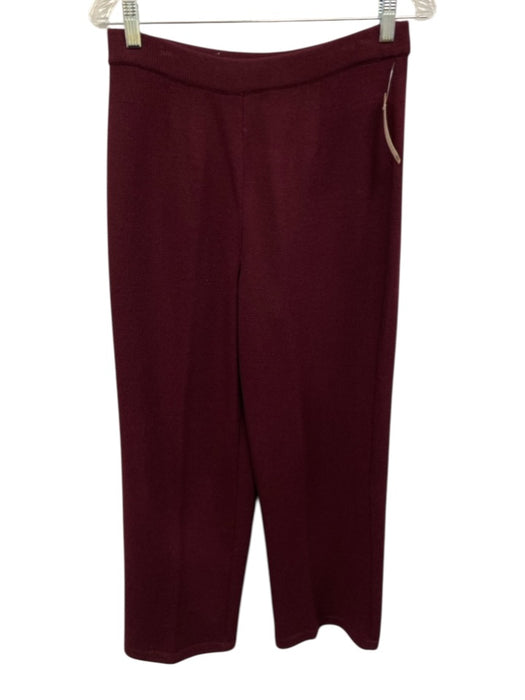 St John Basics Size M Burgundy Red Wool & Rayon Sleeveless Mock Neck Knit Top Burgundy Red / M