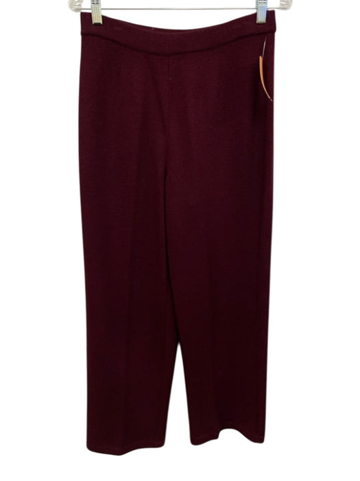 St John Basics Size M Burgundy Red Wool & Rayon Sleeveless Mock Neck Knit Top Burgundy Red / M