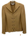 St John Collection Size 8 Yellow Beige Wool & Rayon Jacket Zip Up Skirt Set Yellow Beige / 8