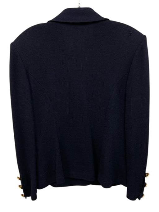 St John Basics Size 10 Navy blue & gold Wool & Rayon Buttons Jacket Skirt Set Navy blue & gold / 10