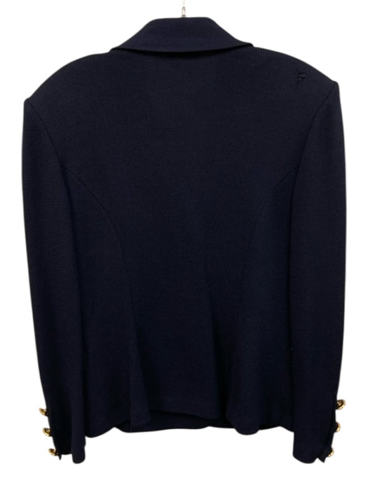 St John Basics Size 10 Navy blue & gold Wool & Rayon Buttons Jacket Skirt Set Navy blue & gold / 10