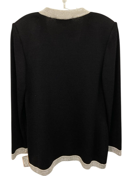 St John Evening Size 8 Black & Silver Wool & Rayon Rhinestone Zip Up Jacket Black & Silver / 8
