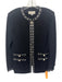 St John Evening Size 8 Black & Silver Wool & Rayon Faux Pearl Zip Up Skirt Set Black & Silver / 8