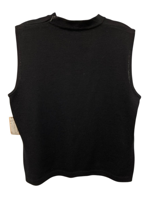 St John Basics Size M Black Wool & Rayon Sleeveless Mock Neck Knit Top Black / M