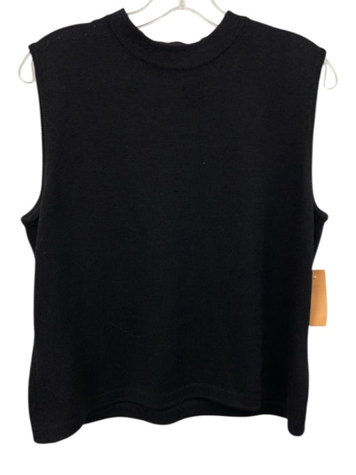 St John Basics Size M Black Wool & Rayon Sleeveless Mock Neck Knit Top Black / M