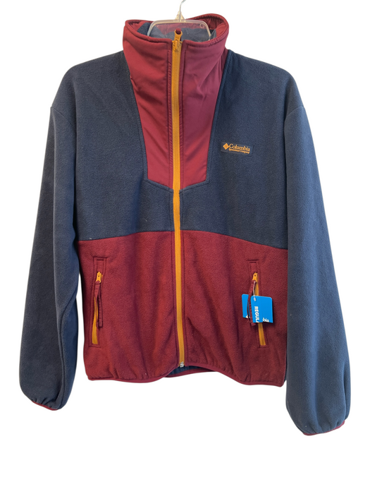 Columbia Size S Navy & Maroon Polyester Fleece Mock Neck Zip Front Jacket Navy & Maroon / S