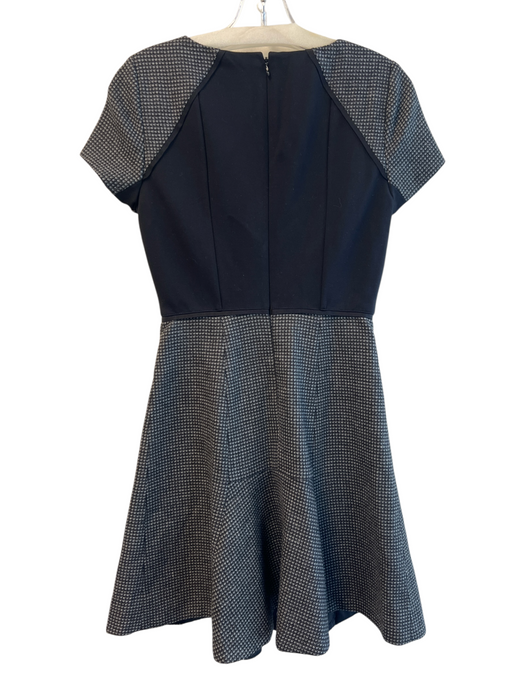 J Crew Size 00 Black & Gray Polyester & Wool Crew Neck Short Sleeve Woven Dress Black & Gray / 00