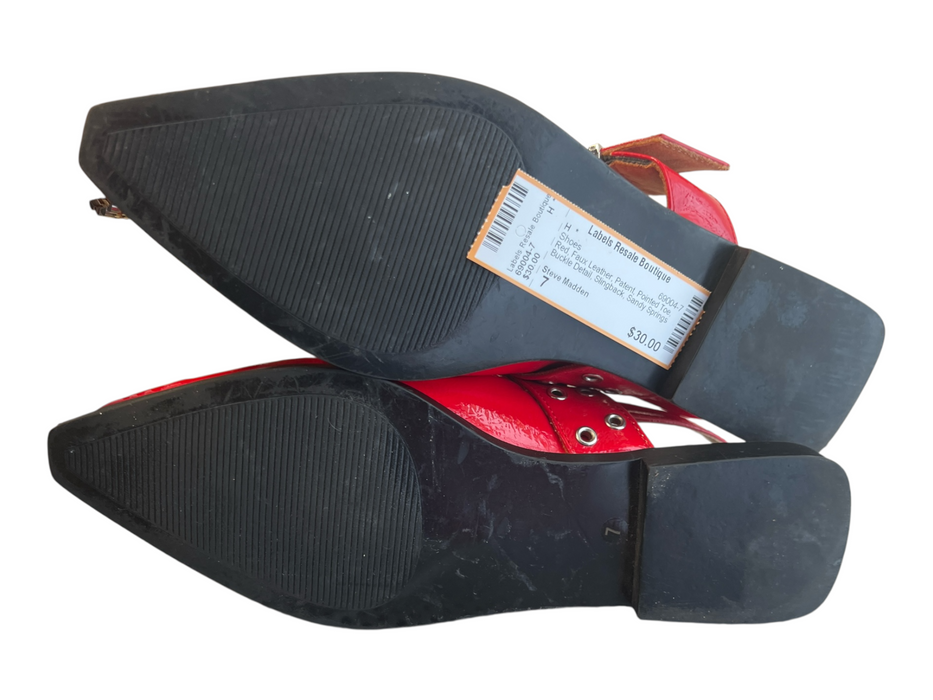 Steve Madden Shoe Size 7 Red Faux Leather Patent Pointed Toe Buckle Detail Shoes Red / 7