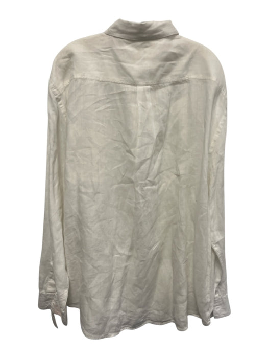 Billy Reid Size XXL White Linen Solid Button Down Men's Long Sleeve Shirt White / XXL