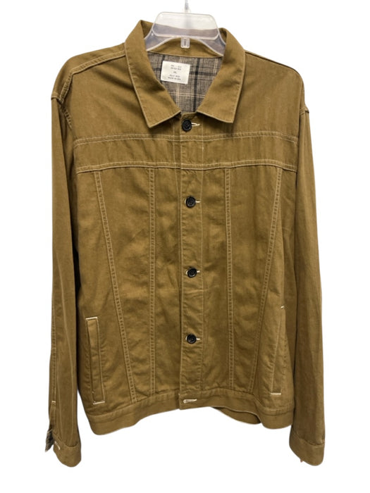 Billy Reid Size XXL Tan Cotton Blend Solid Trucker Men's Jacket Tan / XXL