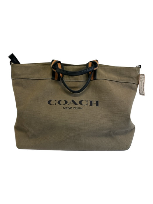 Coach Olive Green & Black Canvas Solid Tote Men's Bag Olive Green & Black