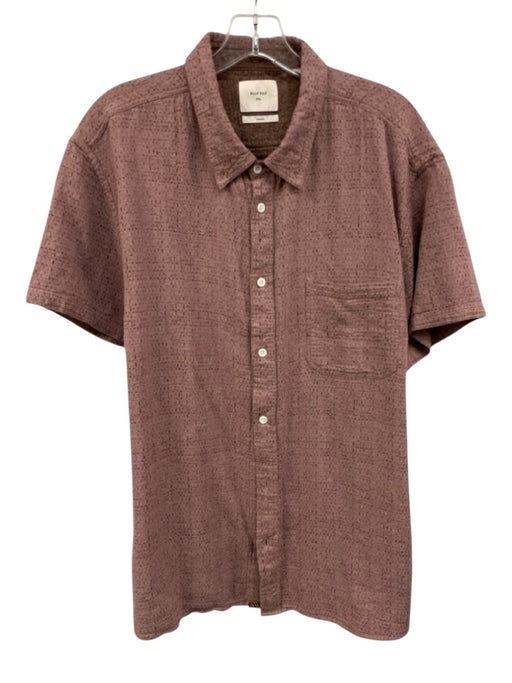 Billy Reid Size XXL Plum Cotton Blend Micro Knit Button up Men's Short Sleeve Plum / XXL