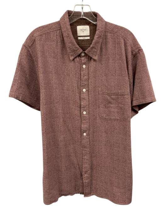 Billy Reid Size XXL Plum Cotton Blend Micro Knit Button up Men's Short Sleeve Plum / XXL