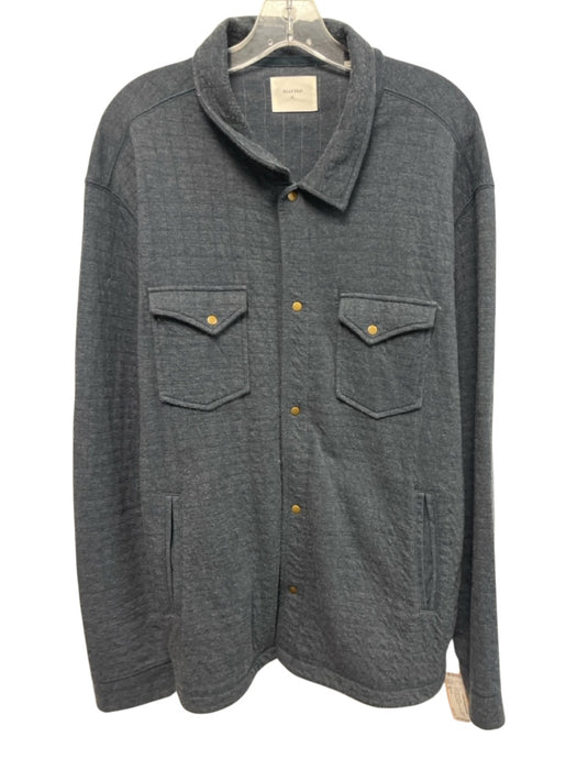 Billy Reid Size XL Dark Gray Cotton Blend Solid Button Up Long Sleeve Shirt Dark Gray / XL
