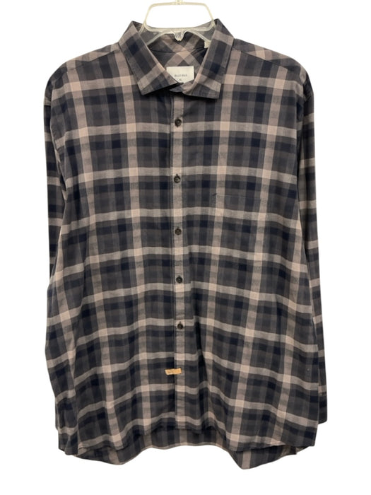Billy Reid Size XL Gray & Blue Cotton Blend Plaid Button Up Long Sleeve Shirt Gray & Blue / XL