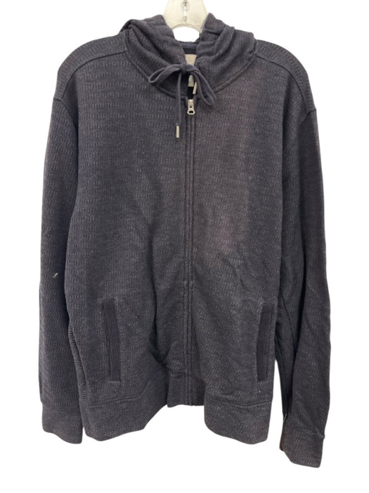 Billy Reid Size L Navy Blue Cotton Blend Solid Zip UP Hoodie Men's Jacket Navy Blue / L