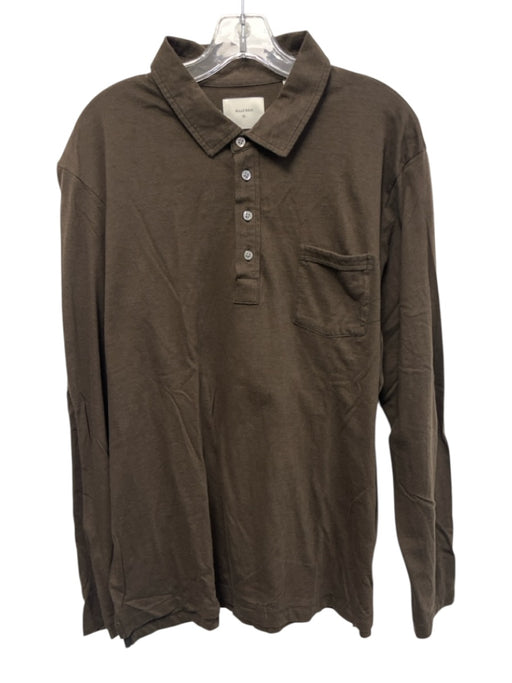 Billy Reid Size XL Brown Cotton Solid Polo Men's Long Sleeve Shirt Brown / XL