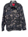 Boss Size L Black & Navy Synthetic Floral Button Up Men's Jacket Black & Navy / L