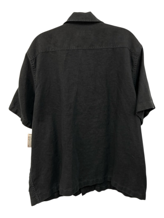 Buck Mason Size XXL Black Linen Solid Buttons Men's Short Sleeve Black / XXL