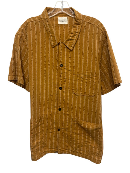 Billy Reid Size XXL Yellow & White Cotton Striped Button Down Men's Short Sleeve Yellow & White / XXL