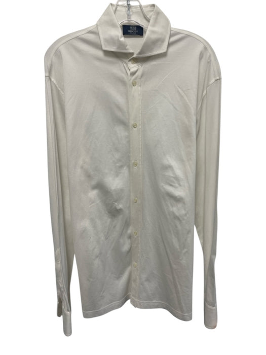 Boggi Size XL White Cotton Solid Button Down Men's Long Sleeve Shirt White / XL