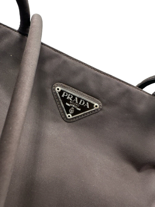 Prada Dark Brown Tessuto Nylon Top Handle Logo Tote Zip Close Bag Dark Brown / Small