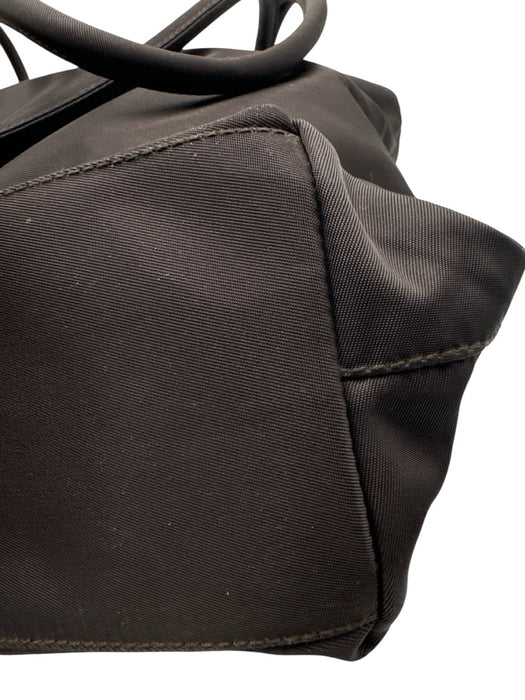 Prada Dark Brown Tessuto Nylon Top Handle Logo Tote Zip Close Bag Dark Brown / Small