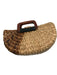 Madison 88 Beige & Brown Paper Top Handle Beaded Clusters Half Moon Woven Bag Beige & Brown / Medium