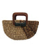 Madison 88 Beige & Brown Paper Top Handle Beaded Clusters Half Moon Woven Bag Beige & Brown / Medium