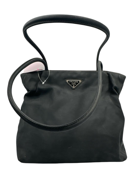Prada Black Tessuto Nylon Top Handle Logo Zip Close Tote Bag Black / Small