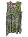 Vilagallo Size 42 Navy, Green, White Linen Sleeveless Leopard leaves Dress Navy, Green, White / 42