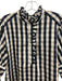 Lior Paris Size Medium Navy & Beige Rayon Blend Puff Sleeves Plaid Ruffles Dress Navy & Beige / Medium