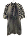Lior Paris Size Medium Navy & Beige Rayon Blend Puff Sleeves Plaid Ruffles Dress Navy & Beige / Medium