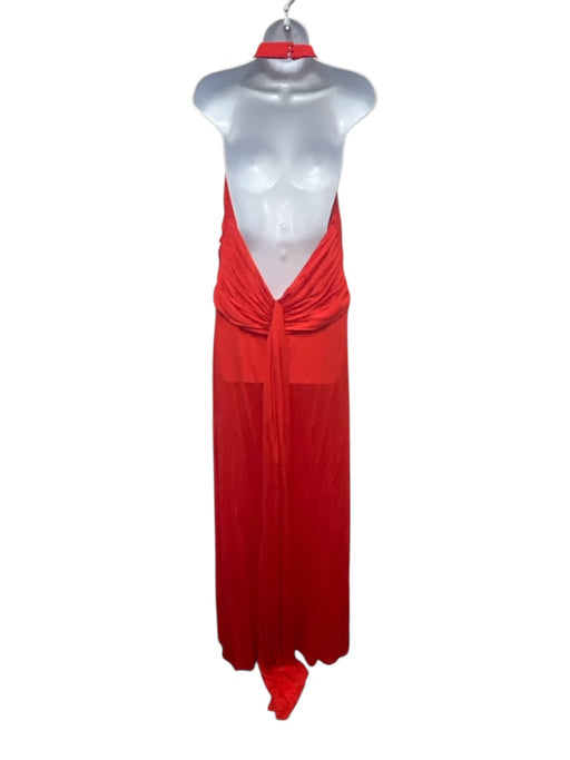 Staud Size L Orange Viscose Halter Cowl Neck Draped Leg Slit Dress Orange / L