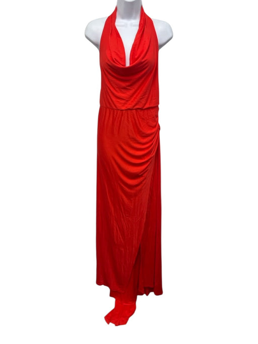 Staud Size L Orange Viscose Halter Cowl Neck Draped Leg Slit Dress Orange / L