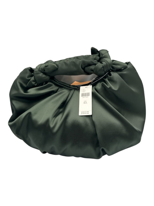 Anthropologie Dark Green Textile Satin Top Handle Magnetic Close Crescent Bag Dark Green