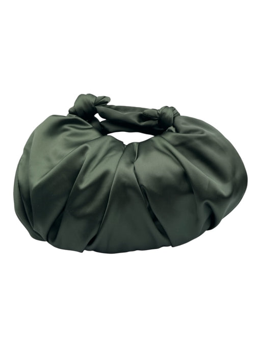 Anthropologie Dark Green Textile Satin Top Handle Magnetic Close Crescent Bag Dark Green