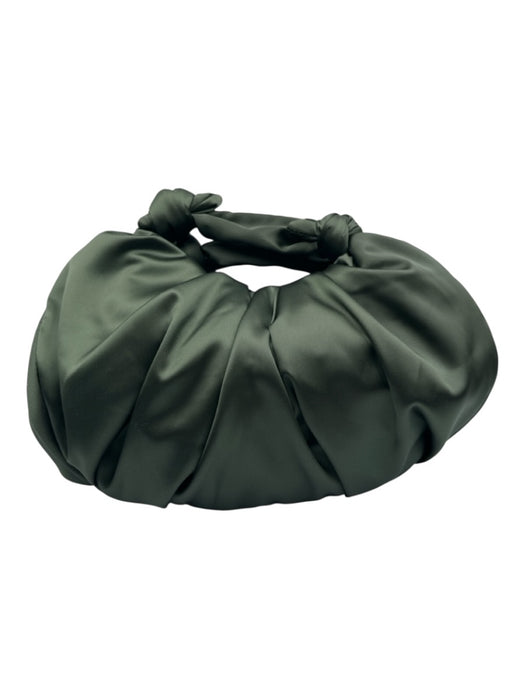 Anthropologie Dark Green Textile Satin Top Handle Magnetic Close Crescent Bag Dark Green