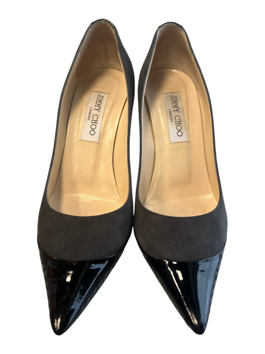 Jimmy Choo Shoe Size 38.5 Grey & Black Leather Suede Pointed Toe Stiletto Heels Grey & Black / 38.5
