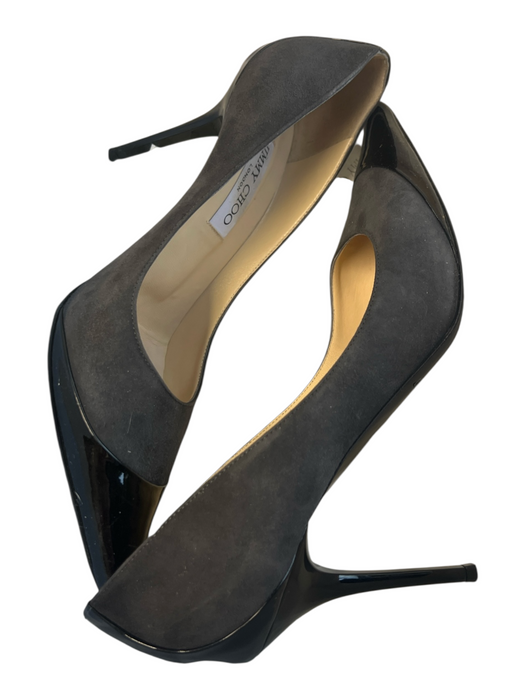 Jimmy Choo Shoe Size 38.5 Grey & Black Leather Suede Pointed Toe Stiletto Heels Grey & Black / 38.5