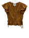 Alden Adair Size Small Tan Orange Cotton Blend Ruffle Cap Sleeve V Neck Top Tan Orange / Small