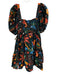 Farm Rio Size Medium Black & Multi Cotton Short Puff Sleeve Astrology Dress Black & Multi / Medium