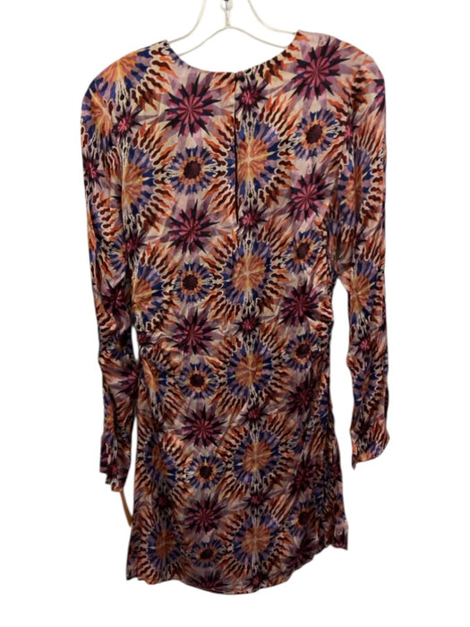 Chufy Size Small Purple, Blue, Orange Viscose Long Sleeve Abstract Print Dress Purple, Blue, Orange / Small