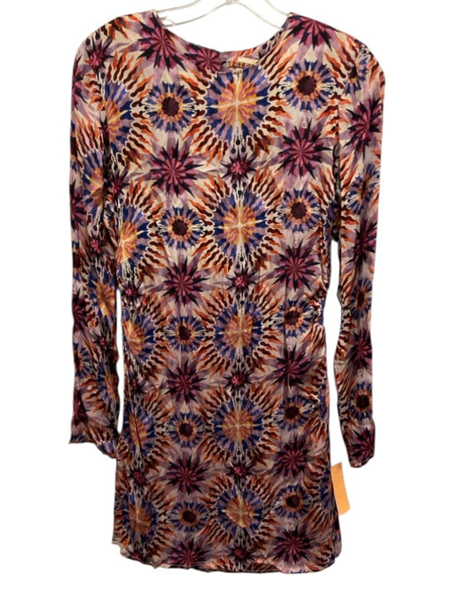 Chufy Size Small Purple, Blue, Orange Viscose Long Sleeve Abstract Print Dress Purple, Blue, Orange / Small