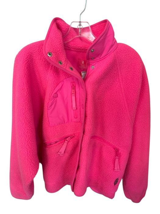 FP Movement Size S Hot pink Polyester Fleece Zip Snap Button Athletic Jacket Hot pink / S