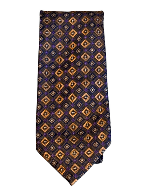 Canali Orange & Purple Silk Square Men's Ties Orange & Purple